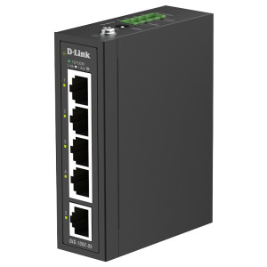 D-Link DIS-100E-05 5-Port Unmanaged Industrial Fast Ethernet Switch, Plug-and-play, Fanless, DIN-rail mount